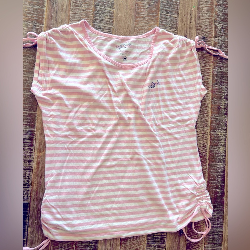 EUC Spunk pink striped Tshirt